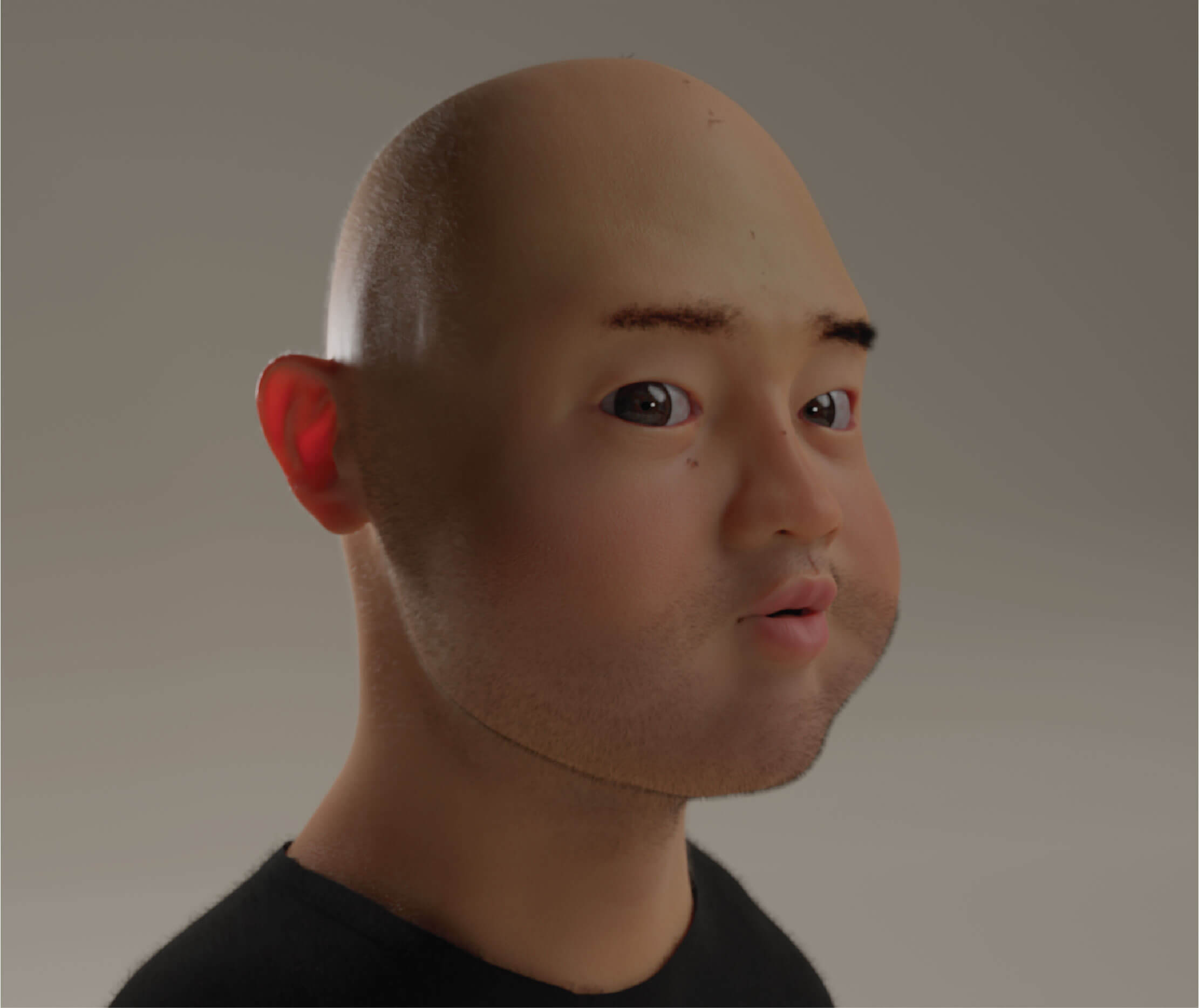 Human face render #1 with blown up cheeks