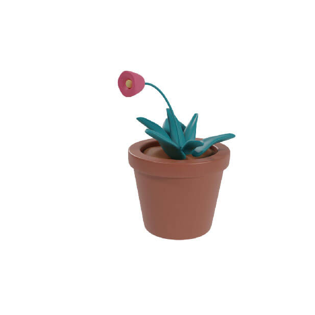 3D asset of flowerpot and flowers