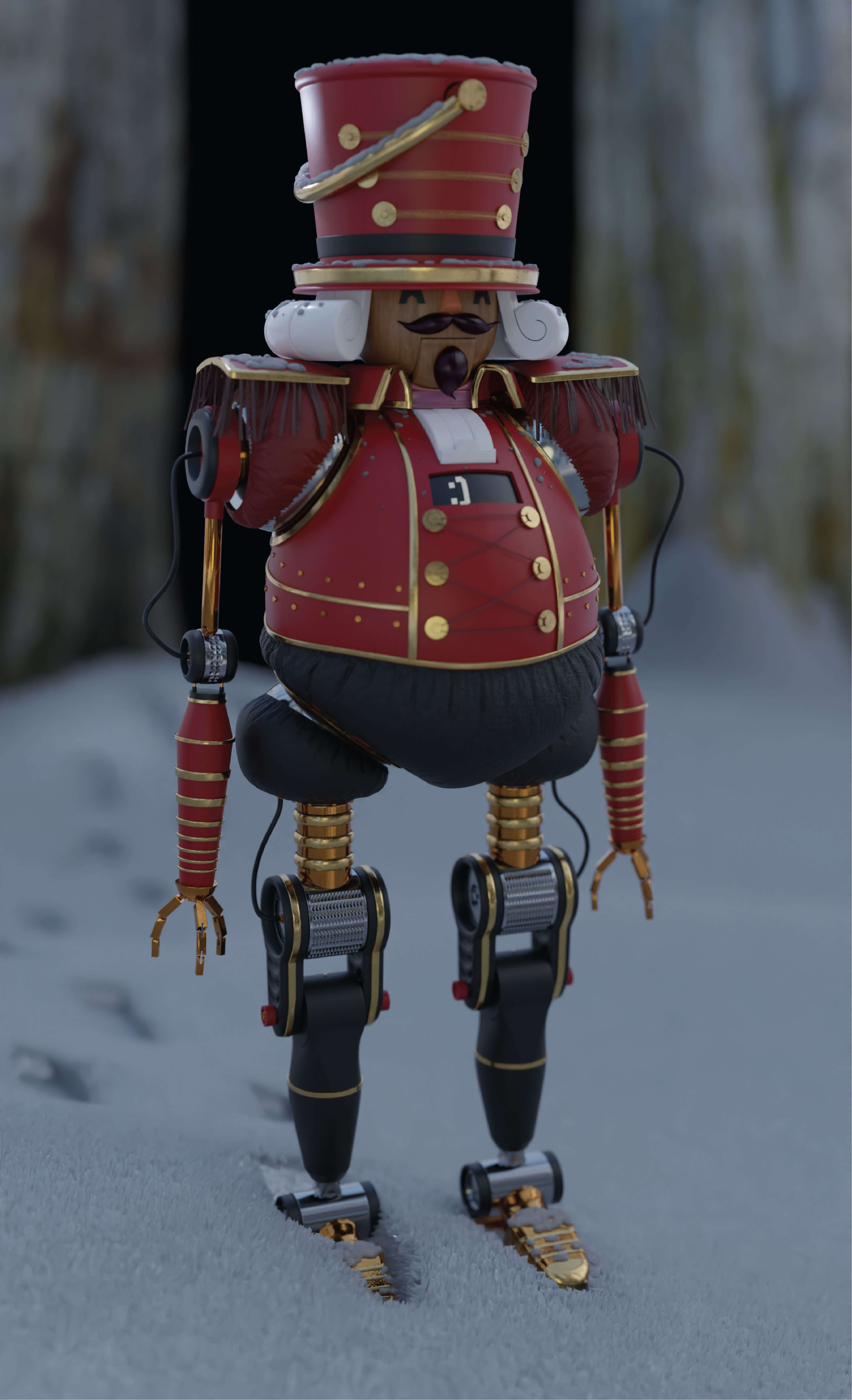 Render of nutcracker without all scene elements or post-processing
