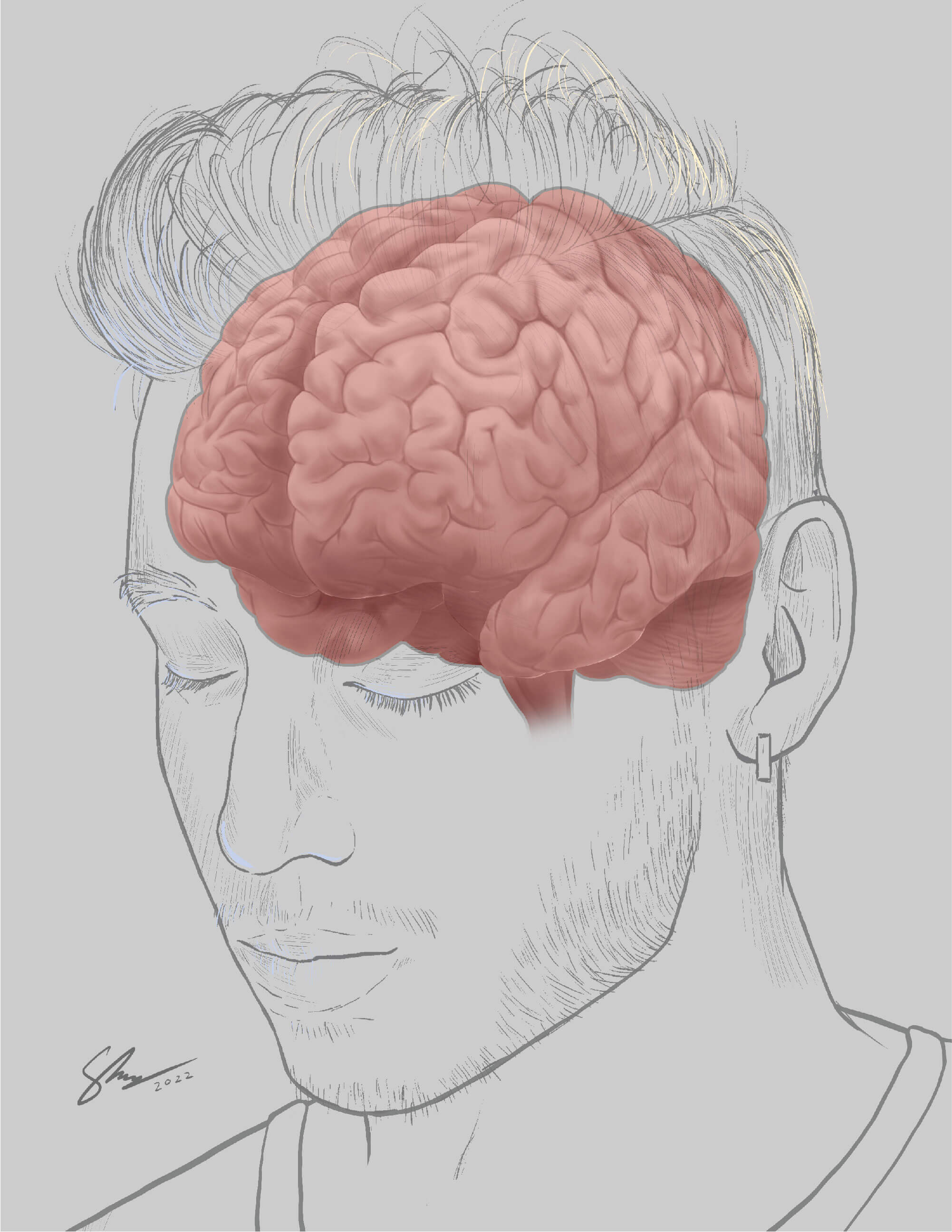 Brain rendering progress 3 - deeper shadows and refinements