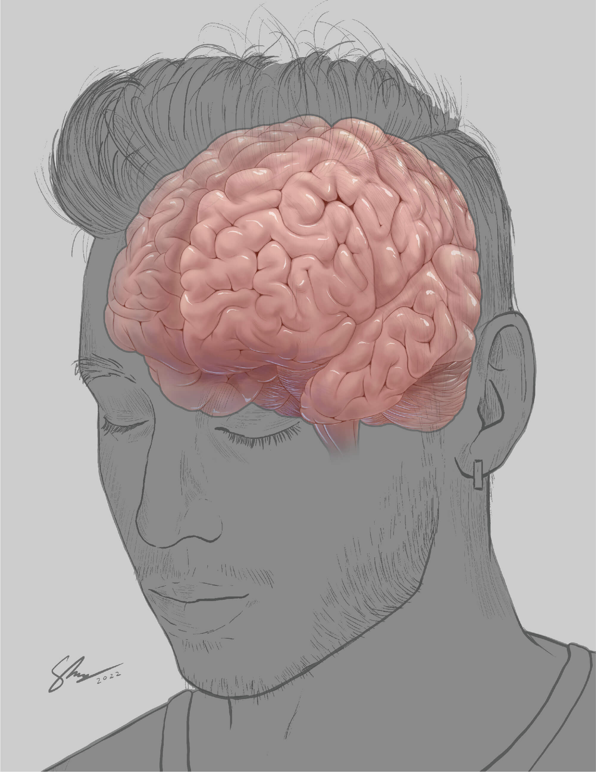 Self-portrait rendering progress 1 - base colors